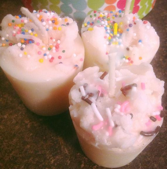 Birthday Cake Scented Candles
 Votive Candles Birthday Cake Scented With Sprinkles and a Big