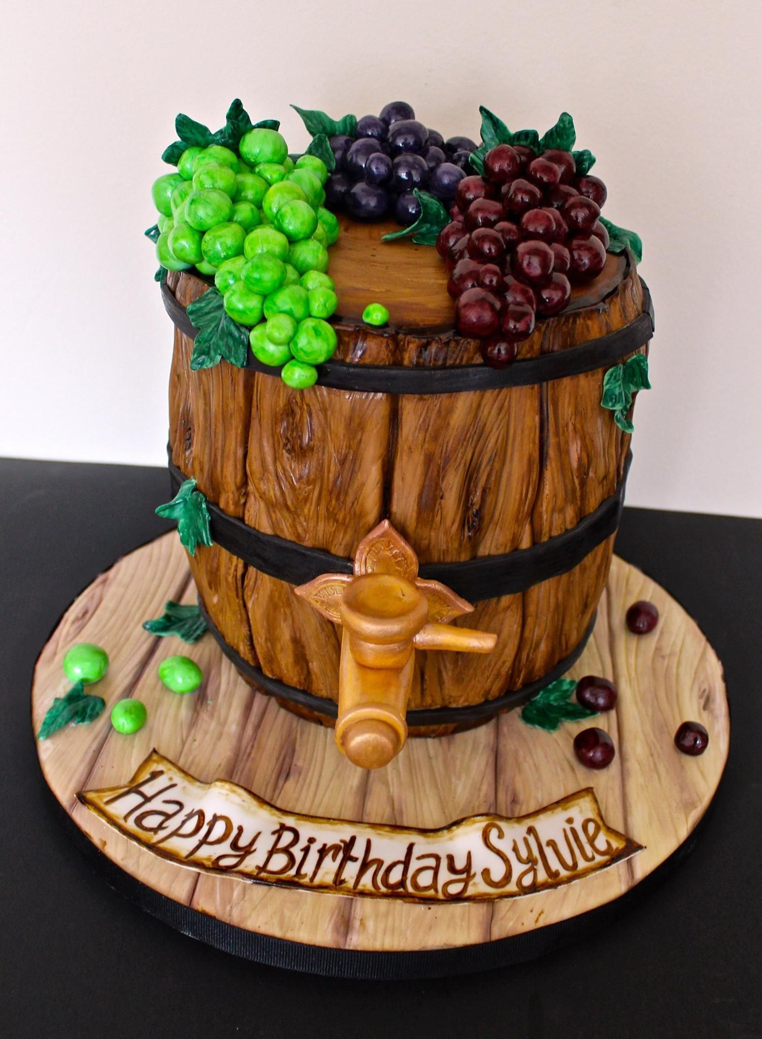 Birthday Cake Vineyards
 Wine barrel themed cake with grapes