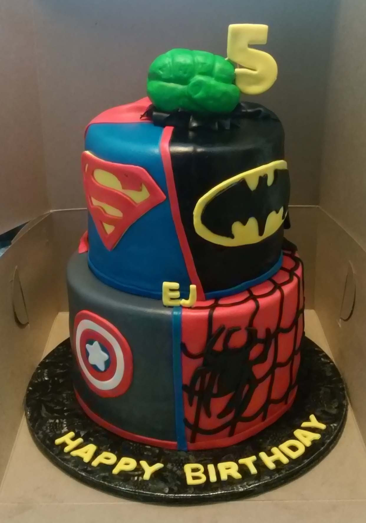 Birthday Cakes Dc
 Dc And Marvel Superhero Themed 2 Tier Birthday Cake