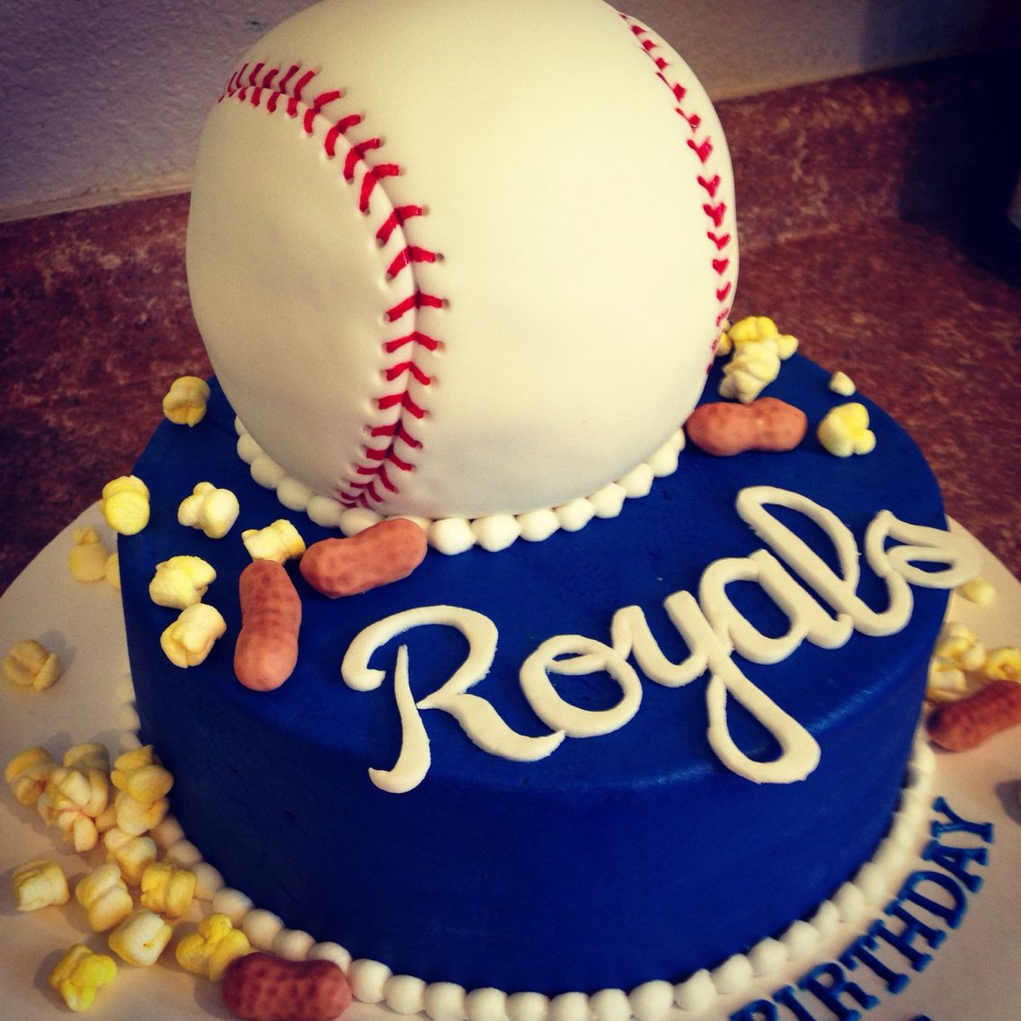 Birthday Cakes Kansas City
 Kansas City Royals baseball cake with popcorn and peanuts