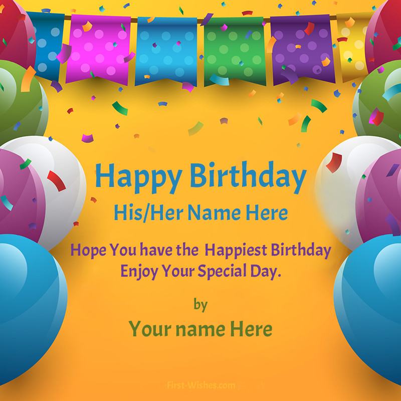 Birthday Card Creator
 line Birthday Greeting Card Maker With Name