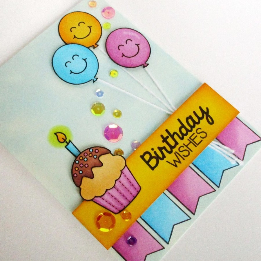 Birthday Card Designs
 Sunny Studio Birthday Smiles Girly Birthday Card Ideas