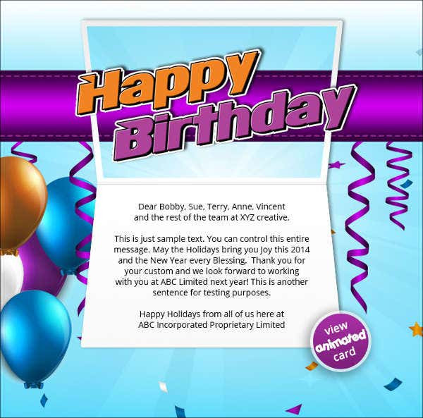 Birthday Card Email
 44 Free Birthday Cards