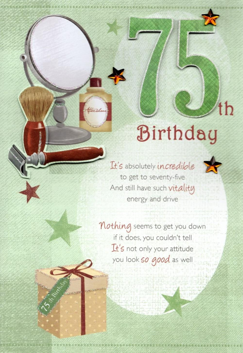 Birthday Card Greetings
 75th Happy Birthday Greeting Card