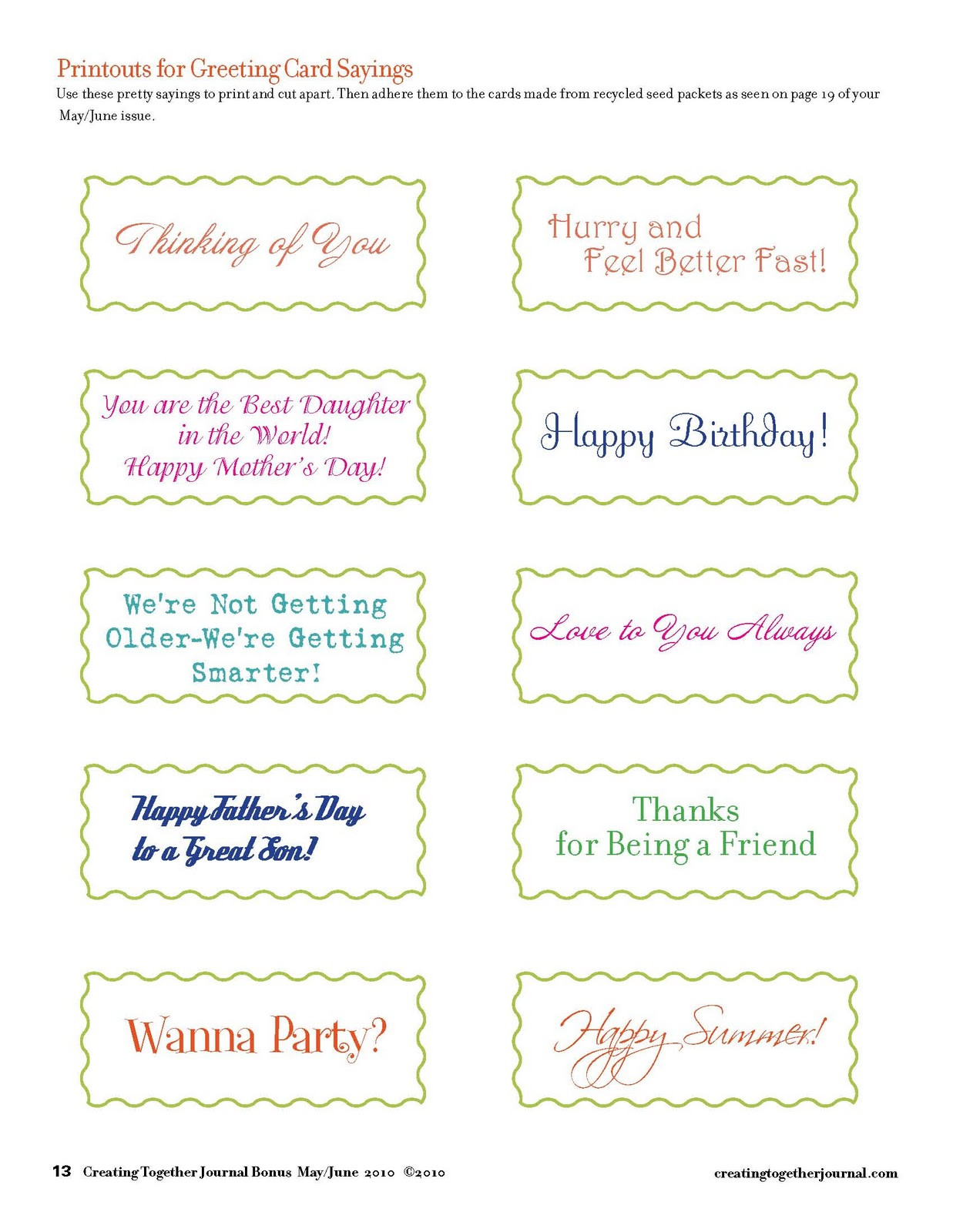 Birthday Card Sayings
 Creating To her Journal Printouts for Greeting Card Sayings