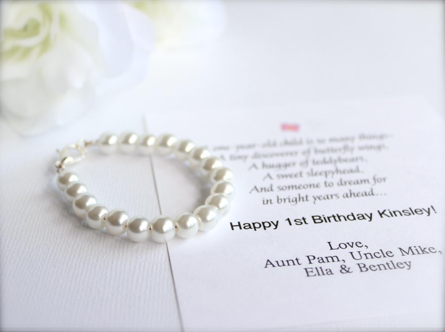 Birthday Gift Ideas For Baby Girl
 BABY GIRL 1st Birthday Gift Pearl Bracelet with Birthday Card