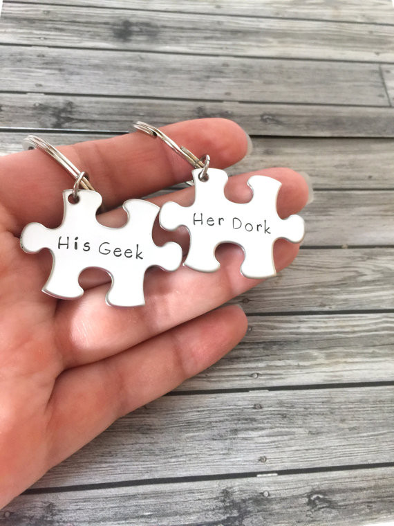 Birthday Gift Ideas For Couples
 Items similar to His Geek Her Dork Couples Keychains