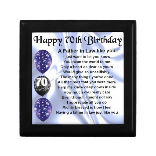 Birthday Gift Ideas For Father In Law
 Father in Law Poem 70th Birthday Gift Box
