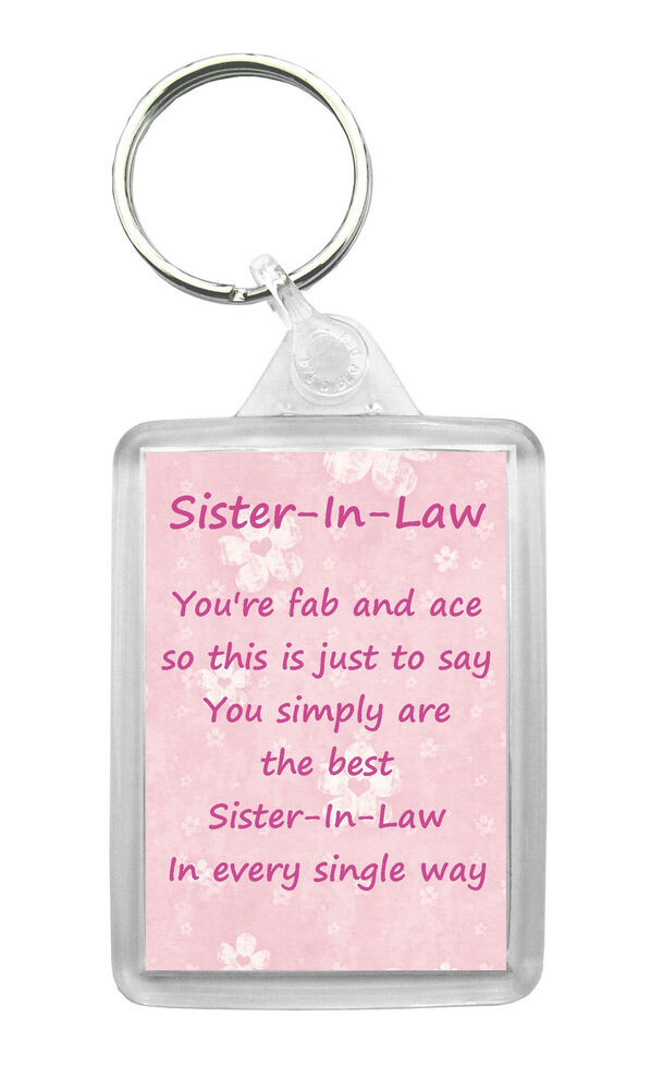 Birthday Gifts For Sister In Law
 SISTER IN LAW Keyring Keyfob Poem Verse Birthday Christmas