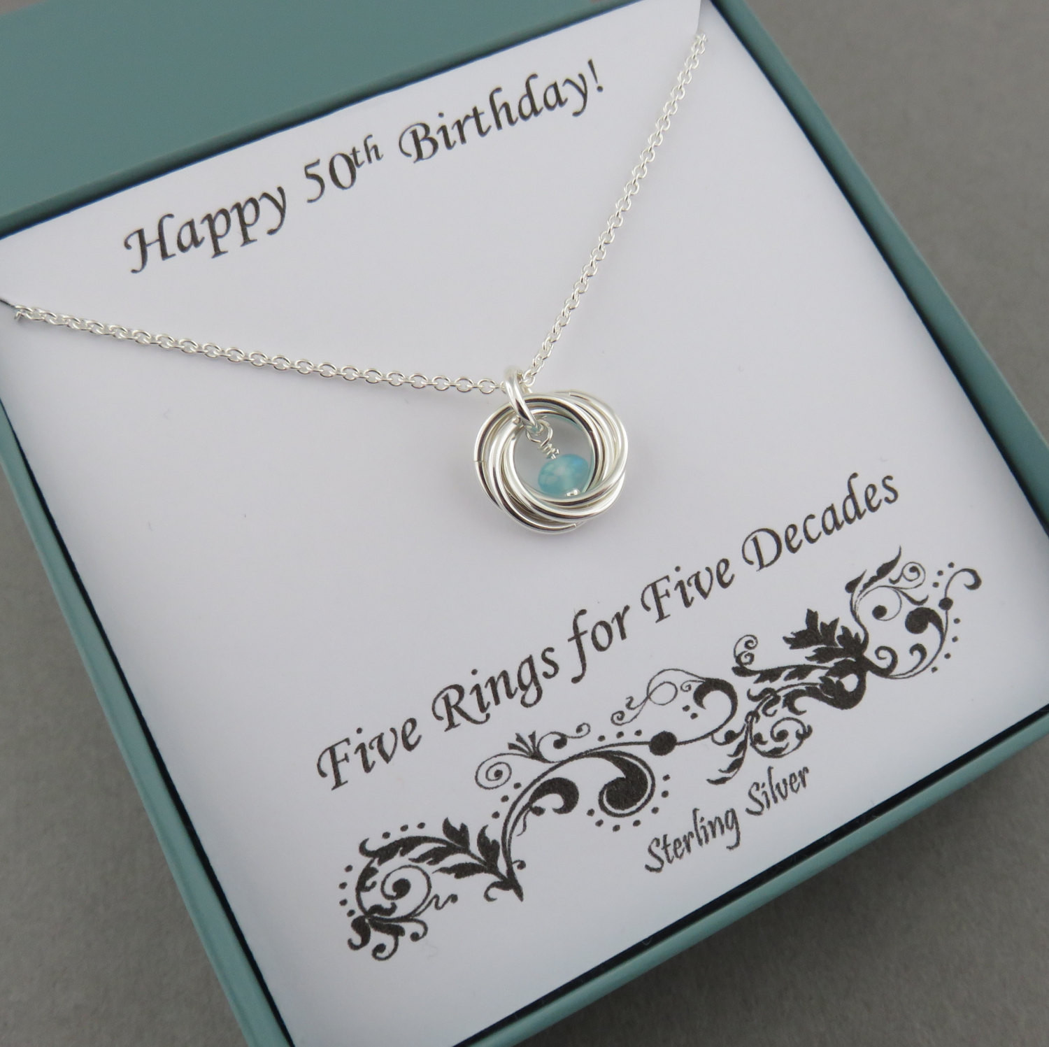 Birthday Gifts For Women
 50th Birthday Gift for Women Birthstone Necklace Sterling