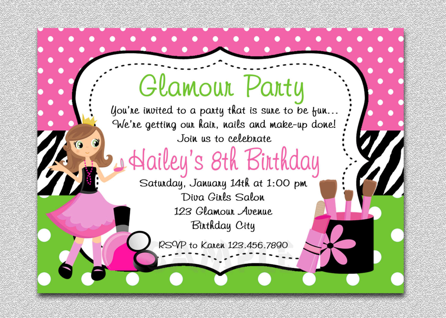 Birthday Girl Invitations
 Glamour Girl Birthday Spa Invitation Glamour Girl Birthday