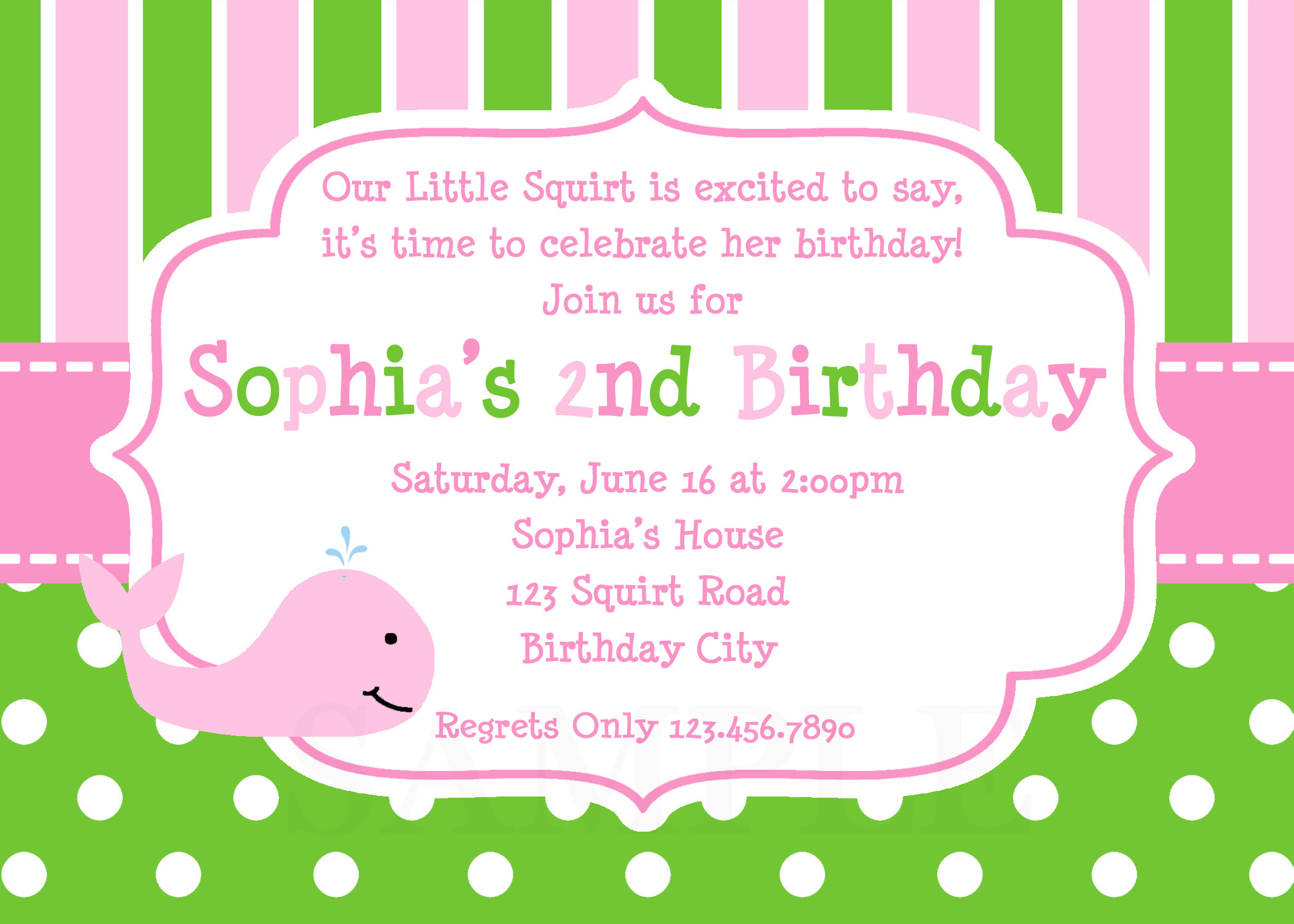 Birthday Girl Invitations
 Printable Birthday Invitations Girls Whale Party