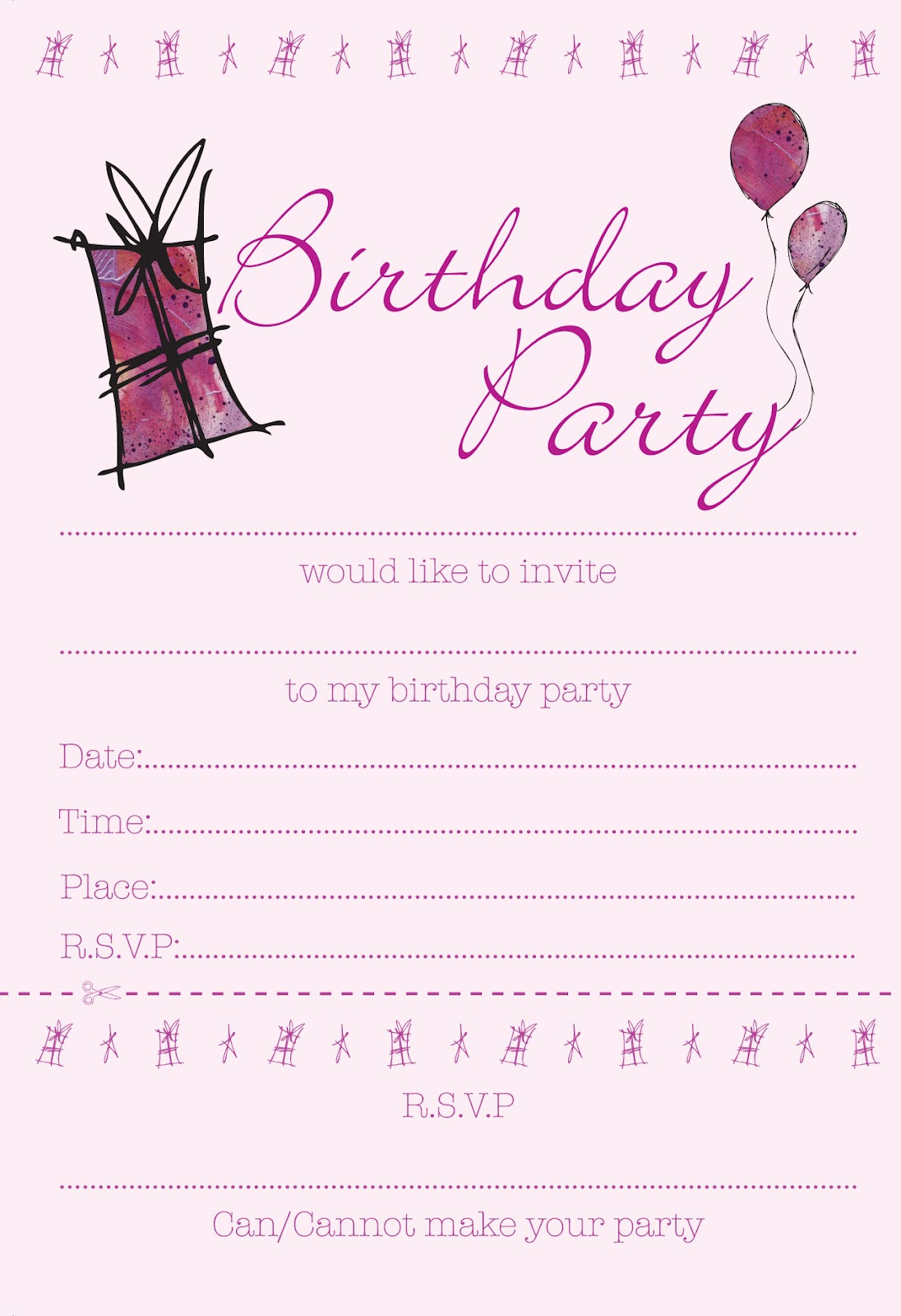 Birthday Invitation Printable
 Printable Birthday Invitations for Girls — FREE Invitation
