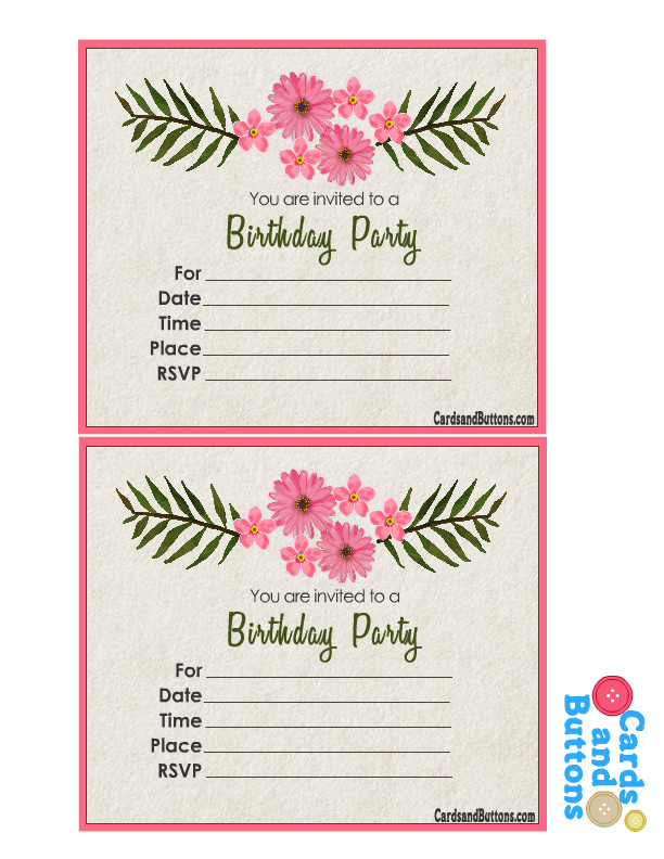 Birthday Invitation Printable
 Free Printable Floral Invitations for Birthday