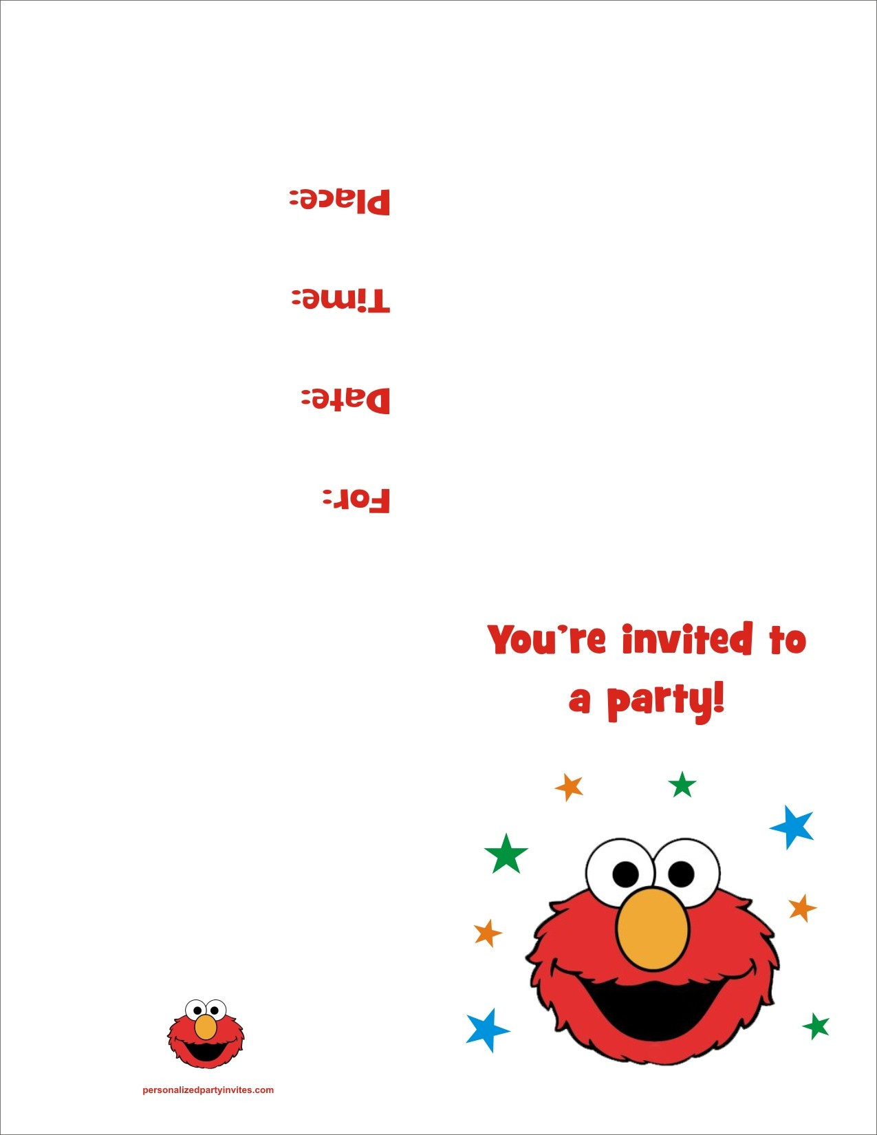 Birthday Invitation Printable
 Elmo FREE Printable Birthday Party Invitation Personalized