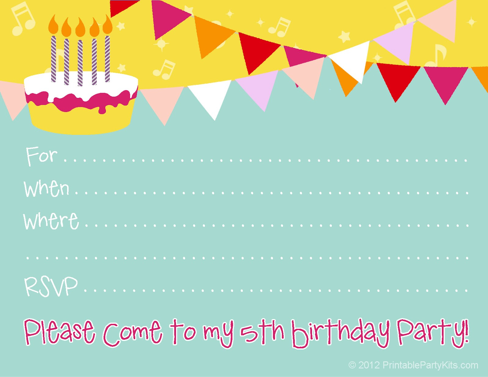 Birthday Invitations Template
 Free Birthday Party Invitations for Girl – FREE Printable