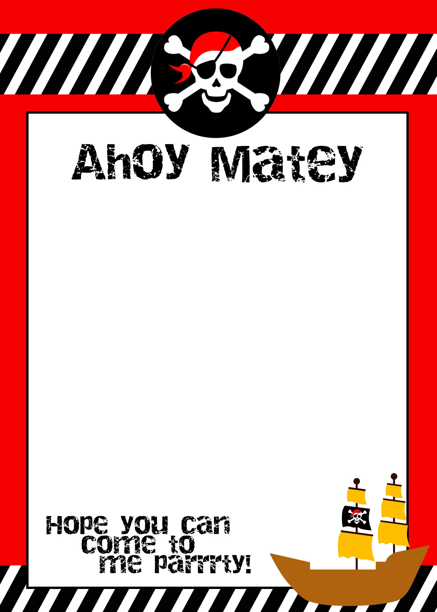 Birthday Invitations Template
 Pirate Birthday Party with FREE Printables How to Nest