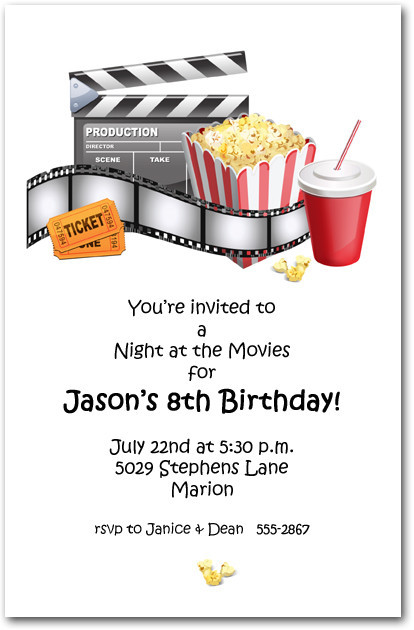 Birthday Party At The Movies
 At the Movies Party Invitations Movie Birthday Party
