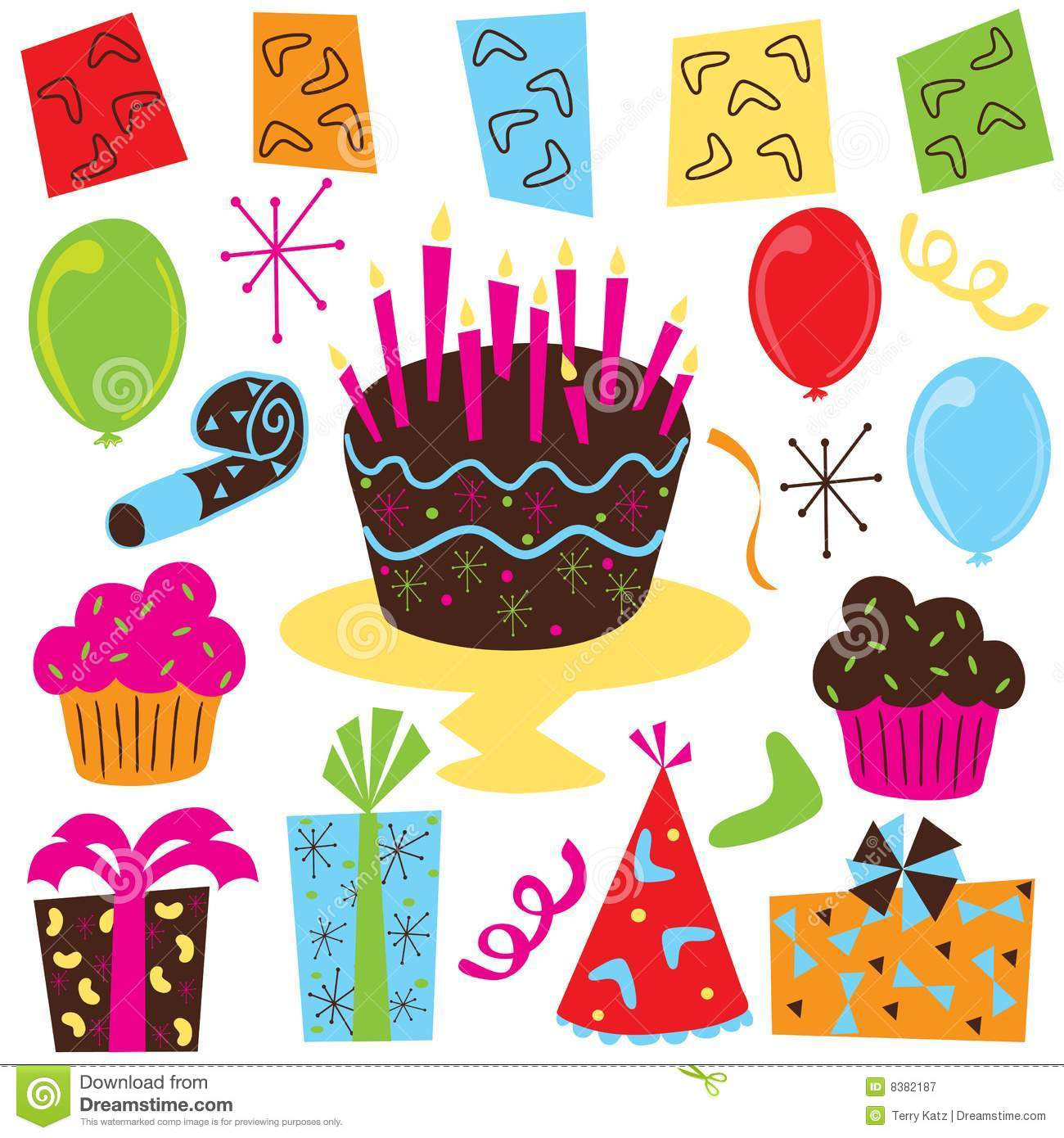 Birthday Party Clipart
 Retro Birthday Party Clip Art Stock Vector Illustration