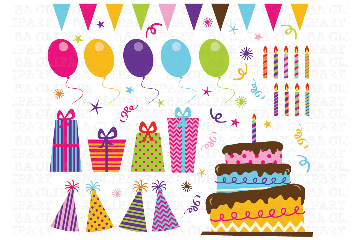 Birthday Party Clipart
 Birthday Party Clip Art Illustrations on Creative Market