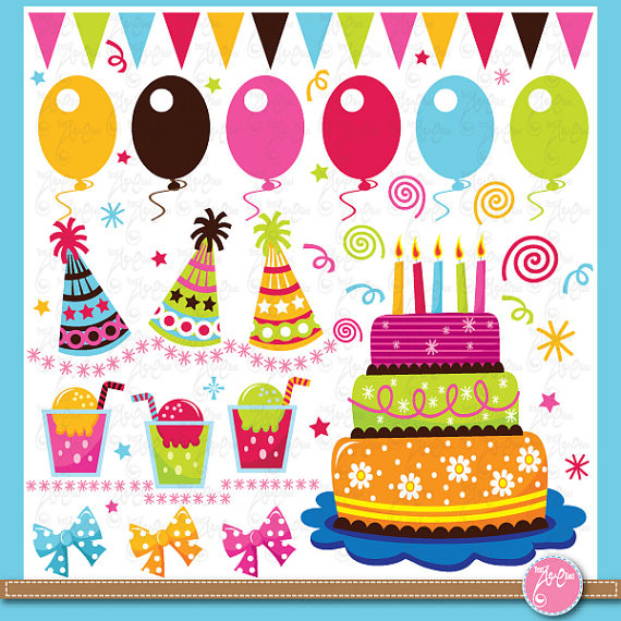 Birthday Party Clipart
 Birthday clip art Set Collection party clipart Bs008 Personal