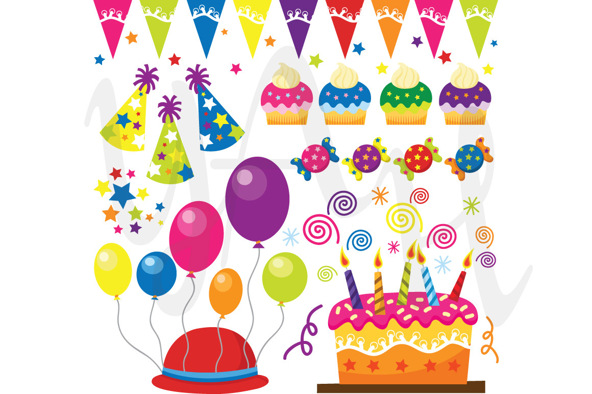 Birthday Party Clipart
 Retro Birthday Party Clip Art Illustrations on Creative