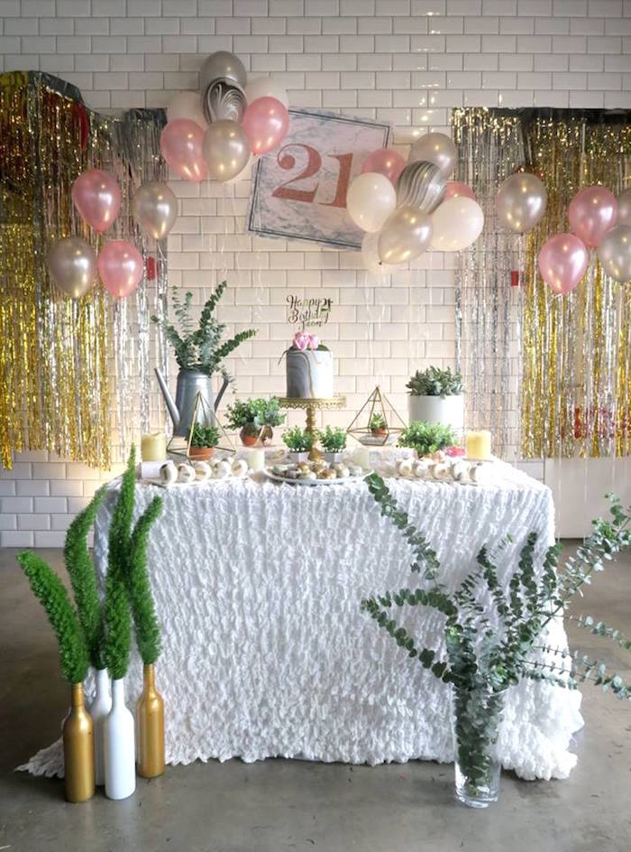 Birthday Party Decorations
 Kara s Party Ideas Elegant Marble Inspired 21st Birthday