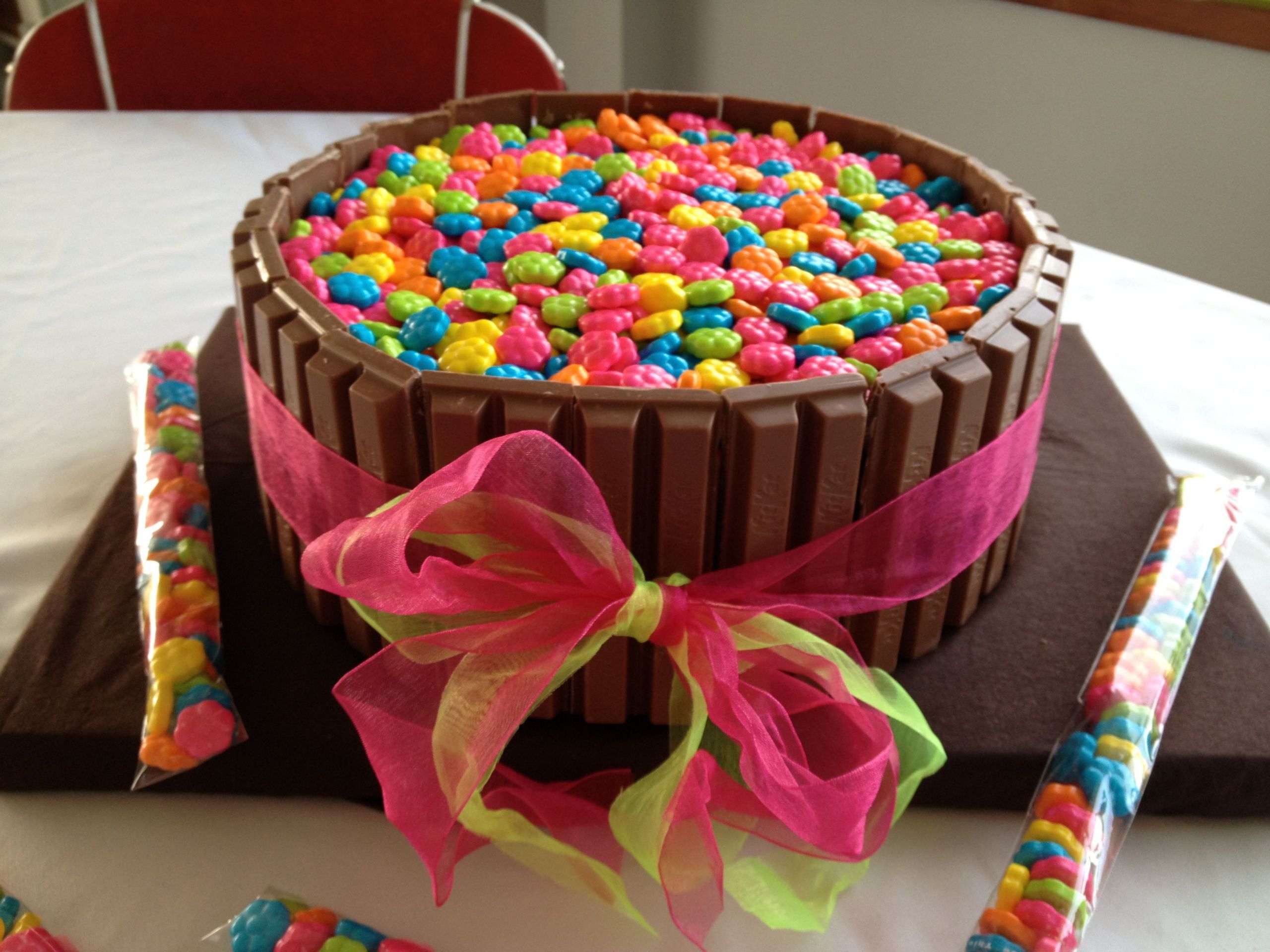 Birthday Party Ideas For 13 Year Olds
 Kit Kat Cake with Mini Flower Can s for my 13 year old s