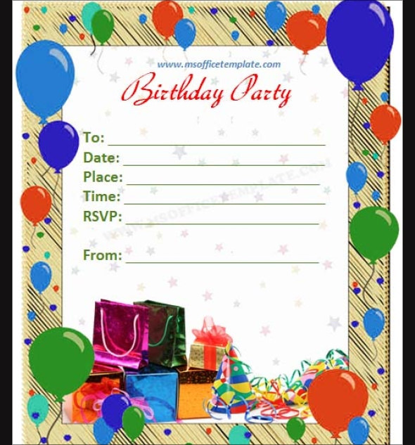 Birthday Party Invitation Template Word
 FREE 62 Printable Birthday Invitation Templates in PDF