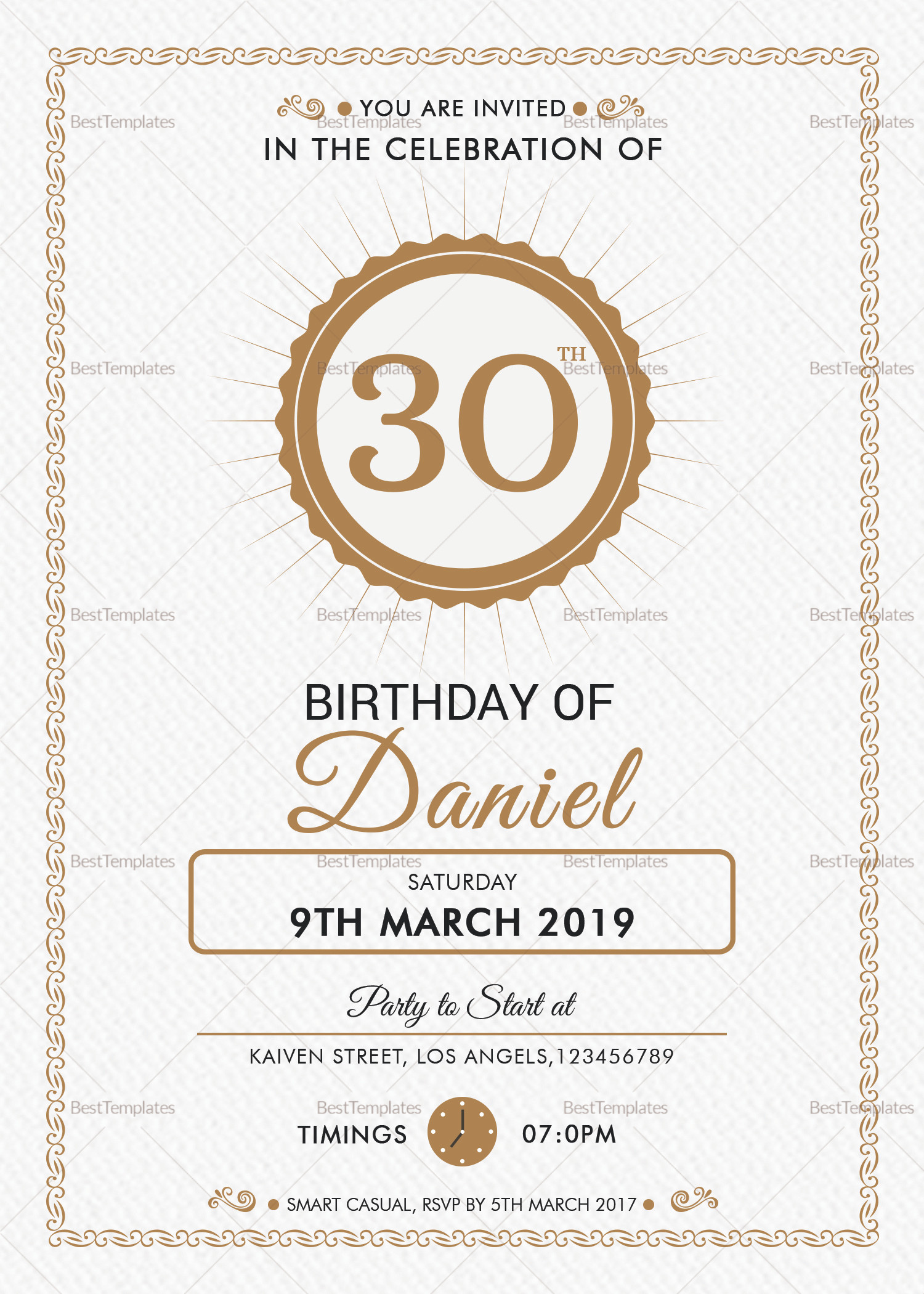 Birthday Party Invitation Template Word
 Adult Birthday Party Invitation Design Template in Word