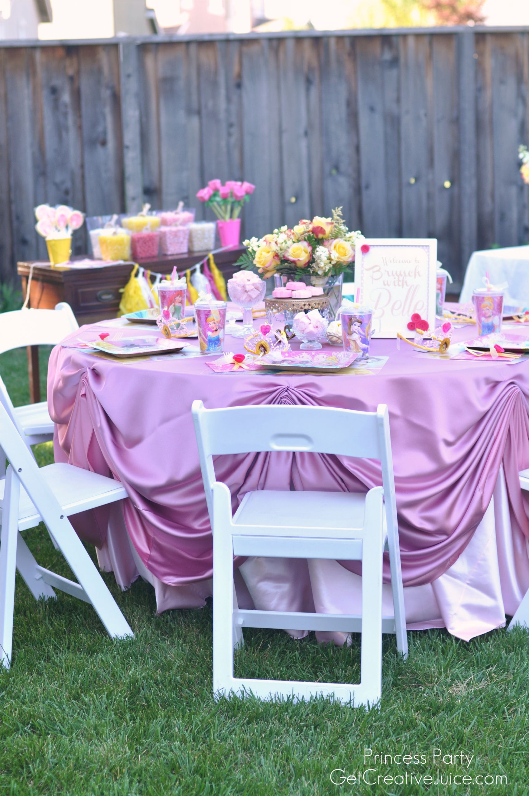 Birthday Party Table Decorations
 Disney Princess Party with Belle Part e Creative Juice