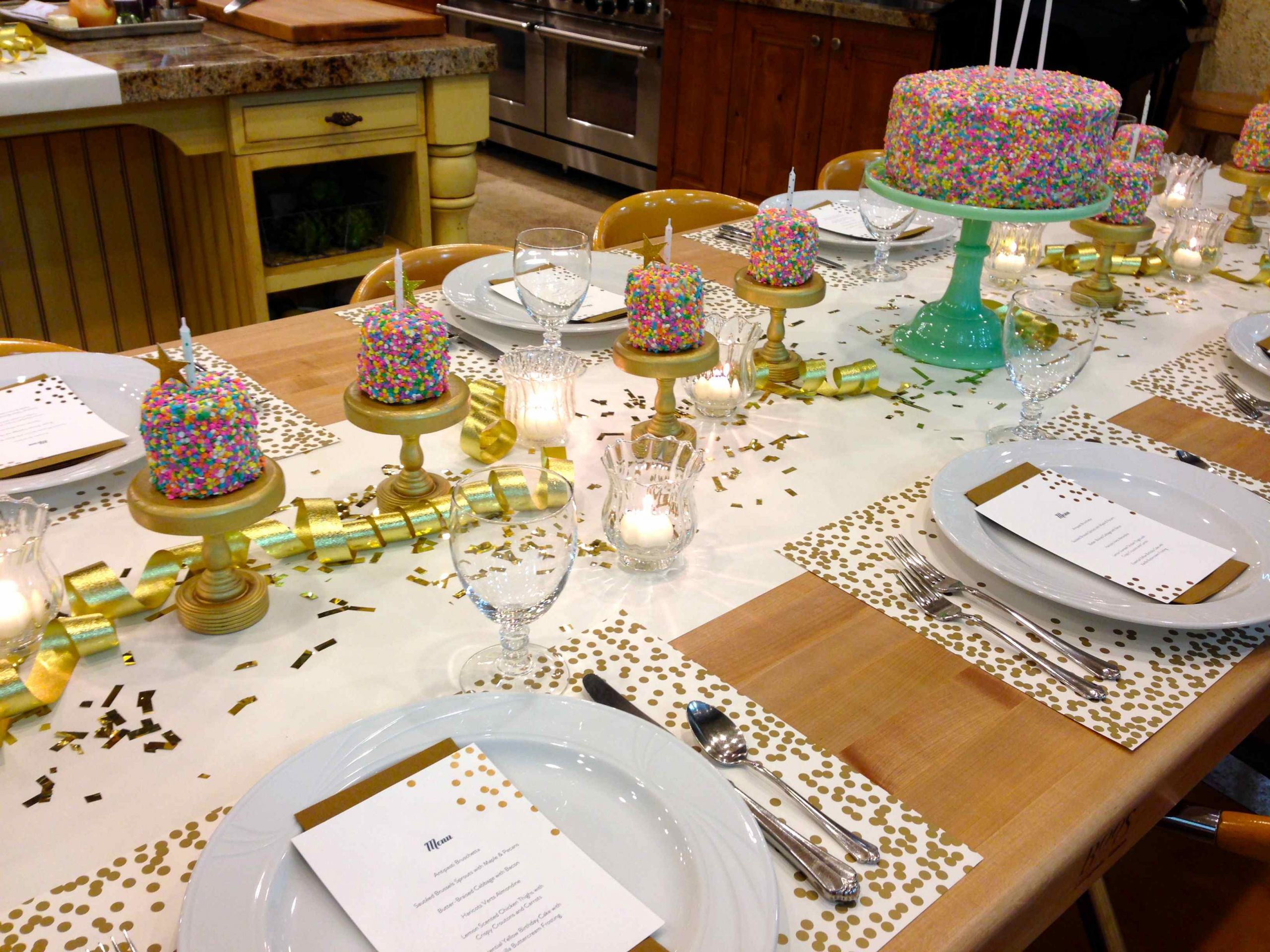 Birthday Party Table Decorations
 Birthday Party Rainbow Sprinkles Table Setting