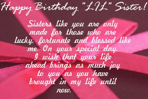 Birthday Quotes For Little Sister
 Sweet Happy Birthday Younger Sister I Love U Messages