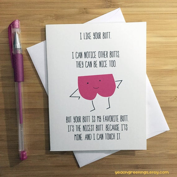 Birthday Sex Quotes
 Touch My Butt Card Funny Love Card y Card Naughty Card