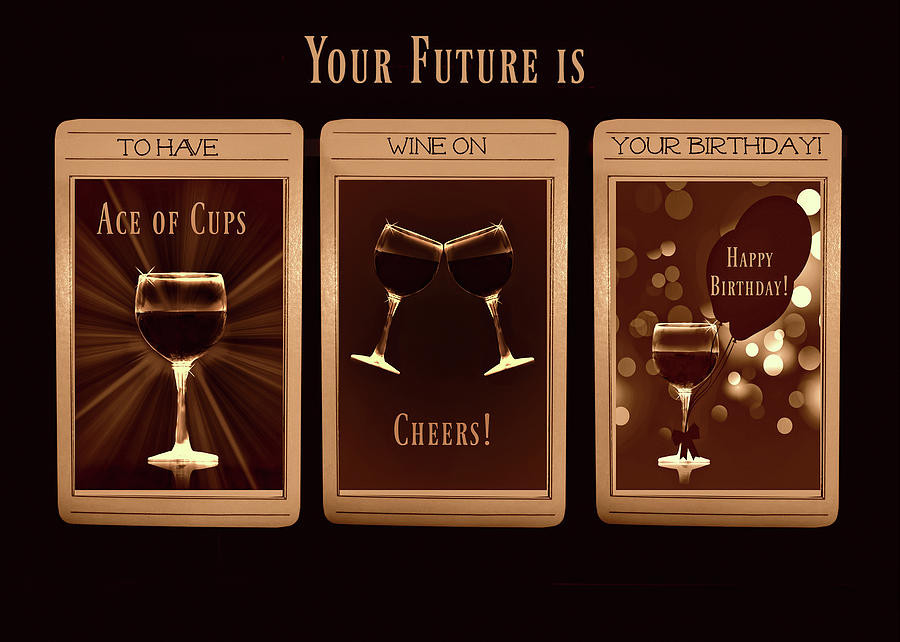 Birthday Tarot Card
 Funny Wine Themed Fortune Telling Wine Birthday Tarot