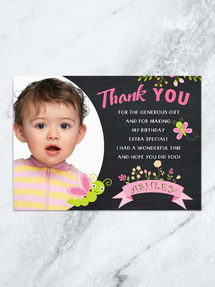 Birthday Thank You Cards
 Butterfly Thank You Card Butterfly Birthday 1st Birthday