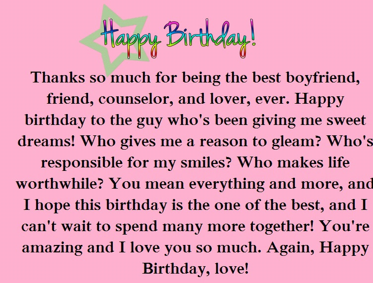 Birthday Wishes For A Boyfriend
 Romantic Birthday Paragraphs for Your Boyfriend