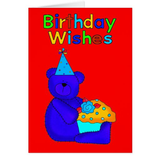 Birthday Wishes For Kid Boy
 Card Kid s Boys Happy Birthday Wishes Bear Cake 2 Greeting