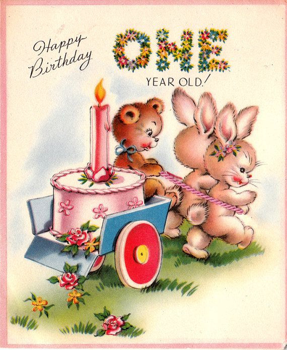 Birthday Wishes For One Year Old
 Vintage 1951Happy Birthday e Year Old Greetings Card