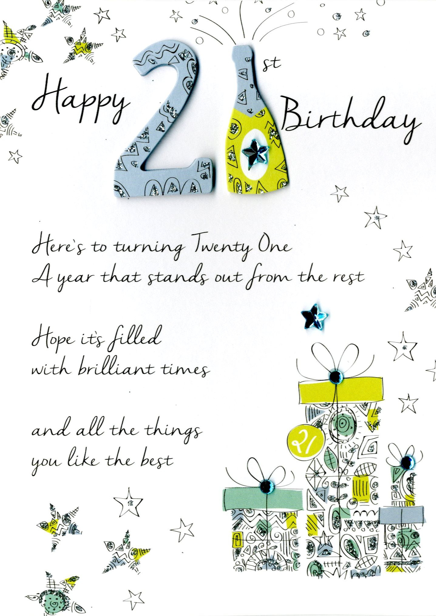 Birthday Wishes For Son Turning 21
 Happy 21st Birthday Greeting Card