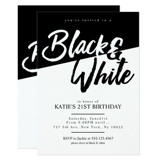 Black And White Birthday Invitations
 Modern Style Black and White Party Invitations
