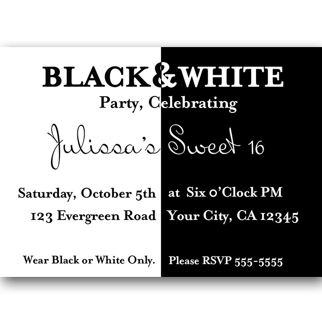Black And White Birthday Invitations
 Quotes Black And White Party QuotesGram