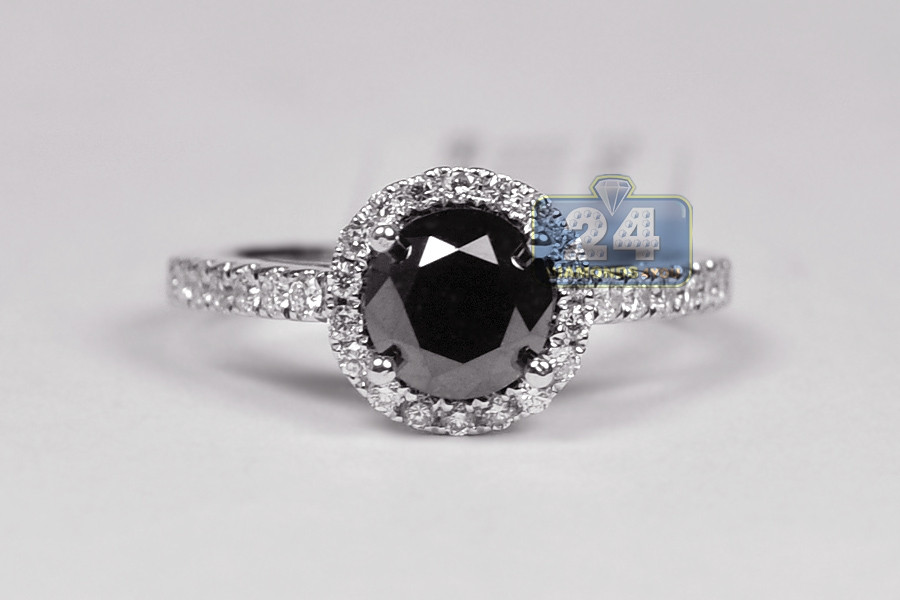 Black And White Diamond Engagement Rings For Women
 Womens Black Diamond Engagement Ring 2 14 ct 18K White Gold
