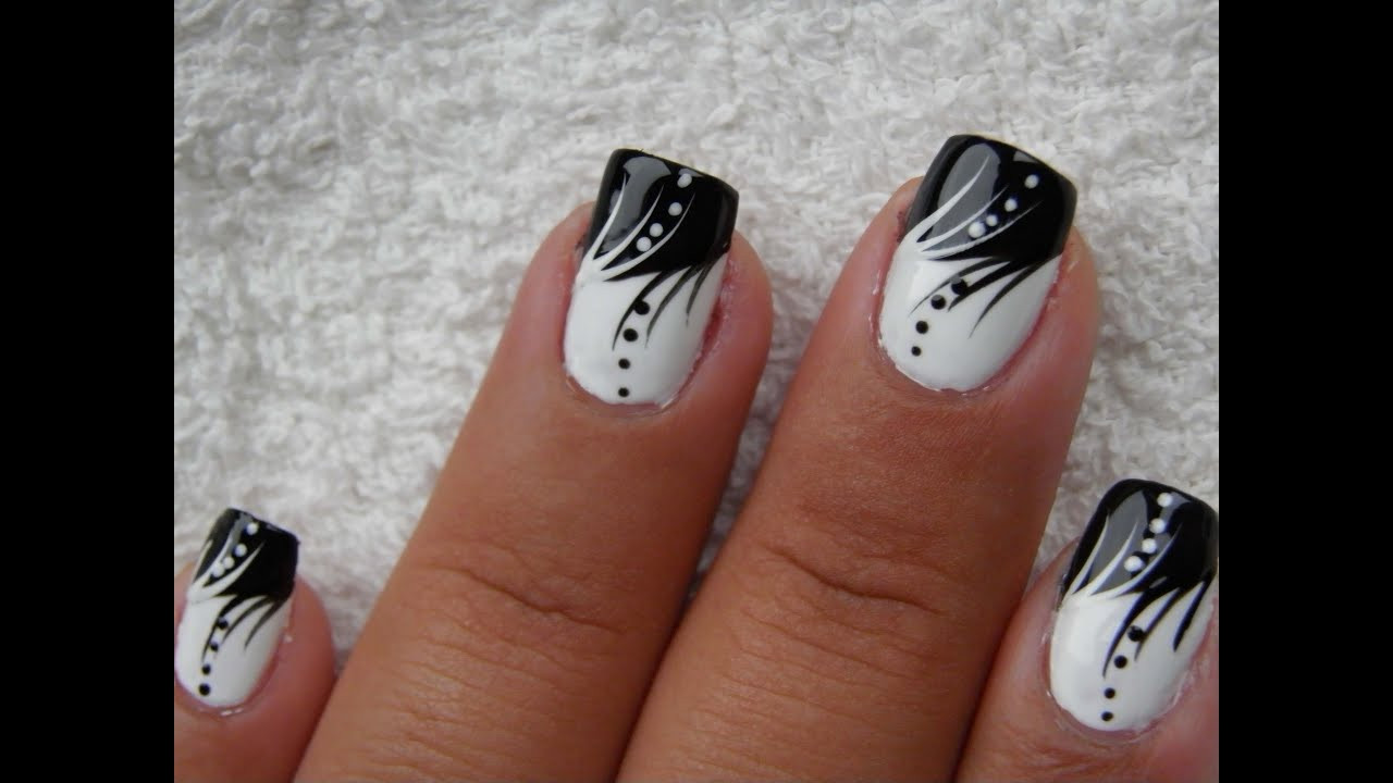 Black And White Nail Art Design
 Black and White nail art tutorial