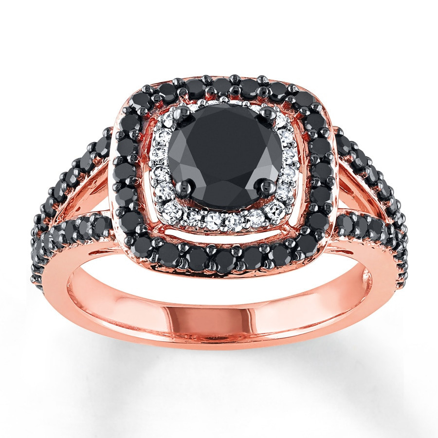 Black Diamond And Rose Gold Engagement Rings
 Black Diamond Engagement Ring 1 7 8 ct tw Round 14K Rose