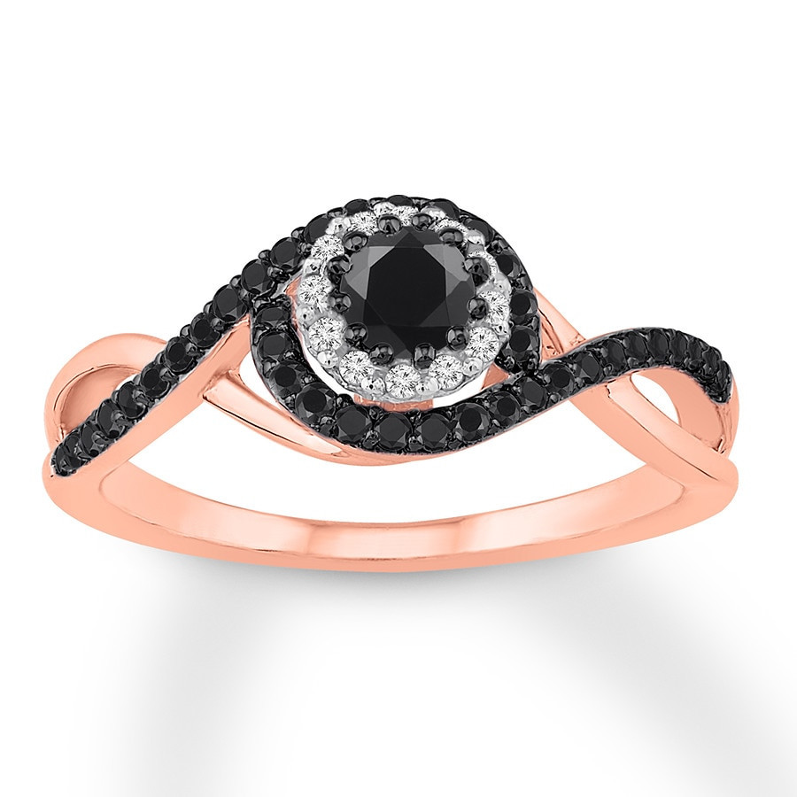 Black Diamond And Rose Gold Engagement Rings
 Jared Black & White Diamond Engagement Ring 1 2 ct tw