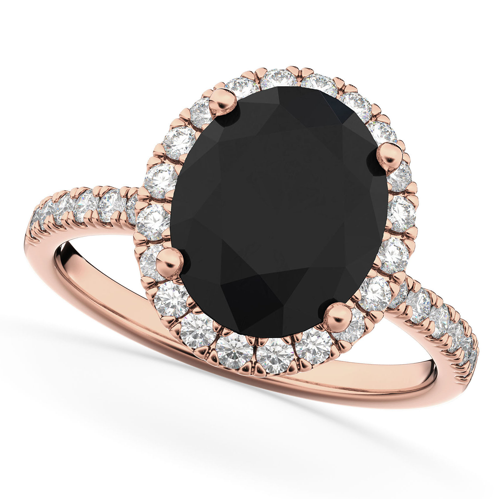 Black Diamond And Rose Gold Engagement Rings
 Oval Black Diamond & Diamond Engagement Ring 14K Rose Gold