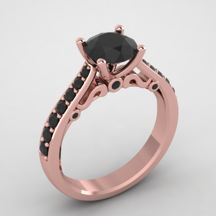 Black Diamond And Rose Gold Engagement Rings
 Black diamond engagement ring rose gold ring by