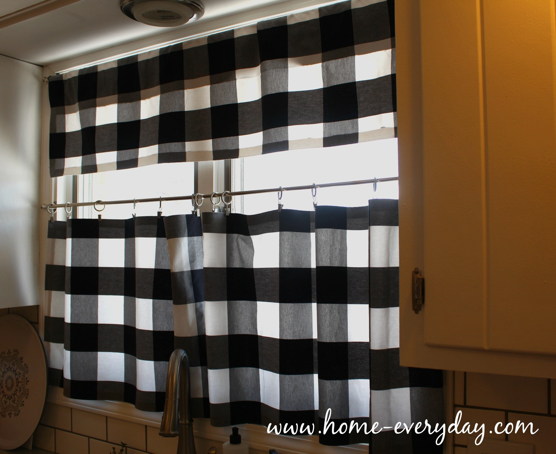 Black Kitchen Curtains
 Buffalo Check is my New Obsession How I Made No Sew