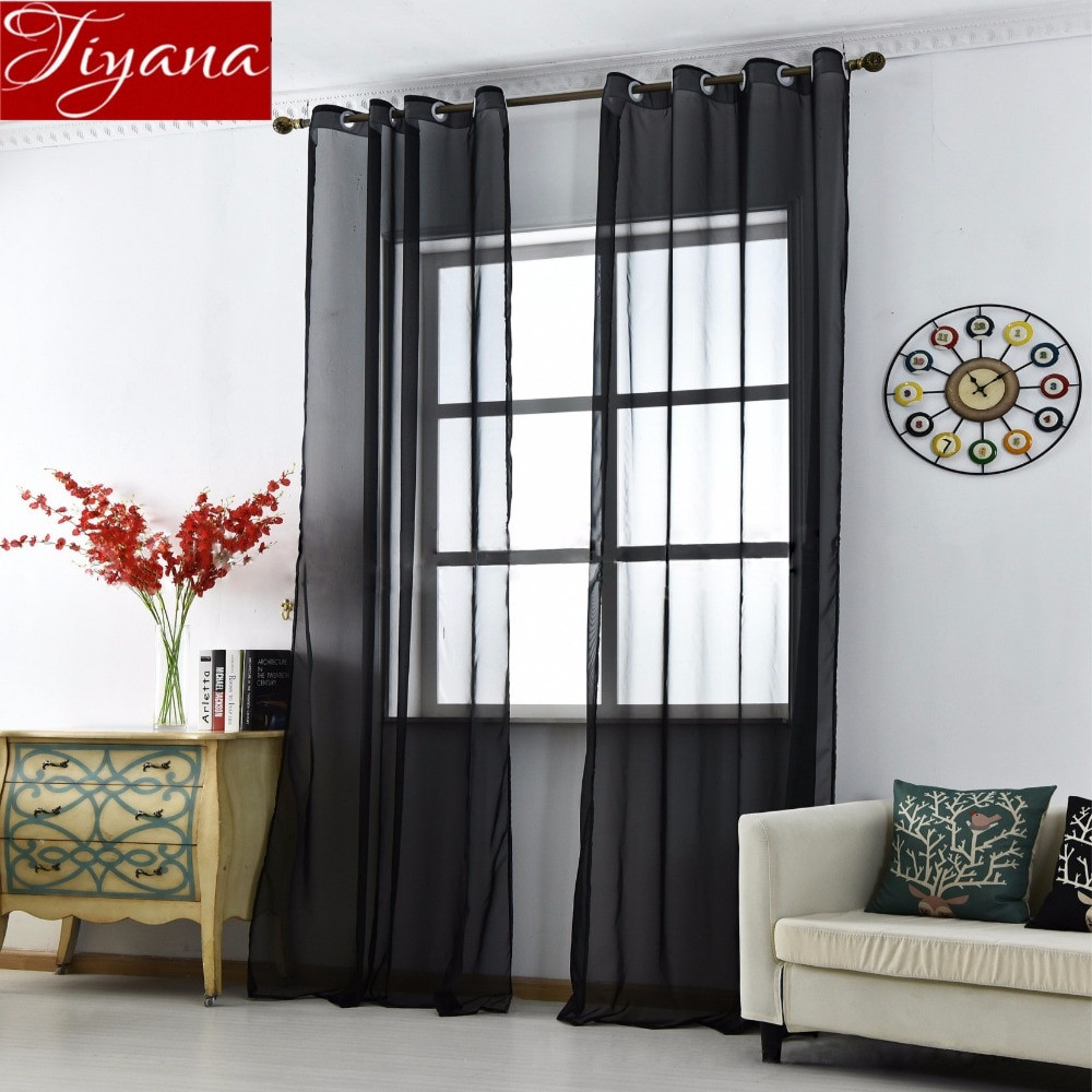 Black Kitchen Curtains
 Black Curtains Solid Voile for Living Room Window Bedroom